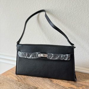 LEATHER INSIDE & OUT Black Togo 27 KL Elan Bag Convertible Shoulder S10